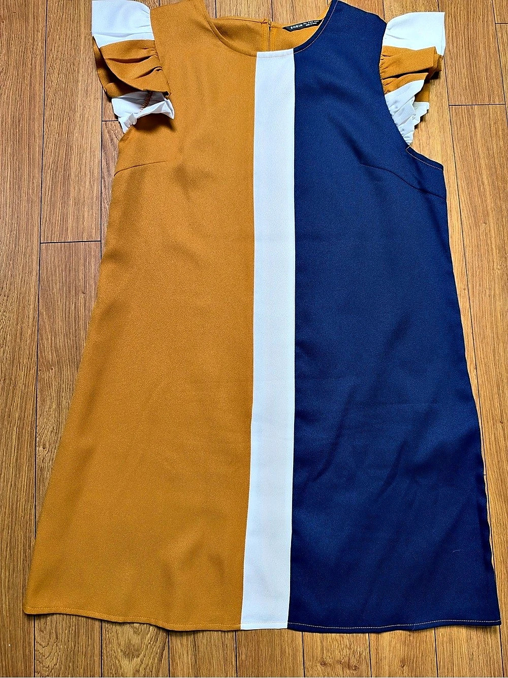 SHEIN Color Block Maxi Dress Orange & Blue